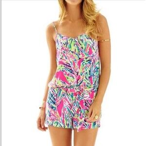 Lilly Pulitzer Size M Palm Reader Dusk Belted Romper